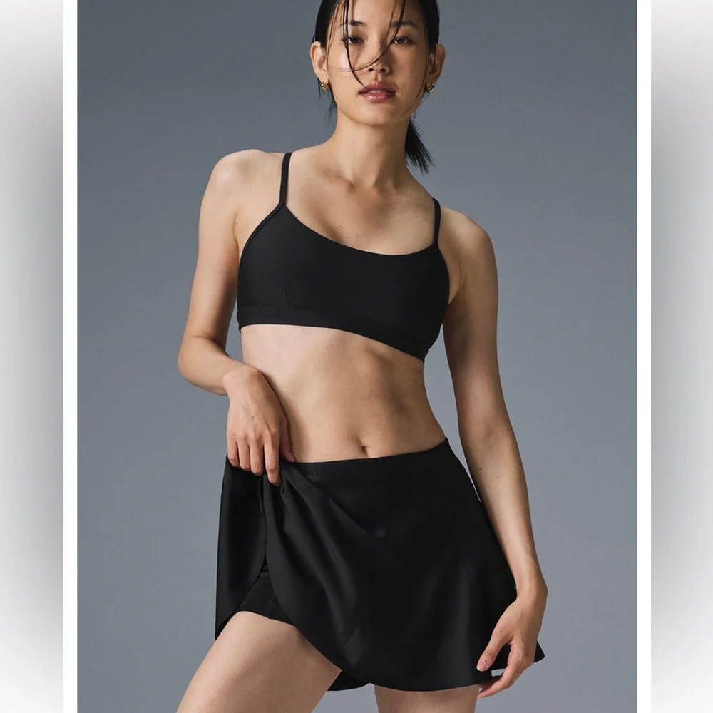 Alo Airlift Down The Line Tennis Skirt Black Size Small BNWT